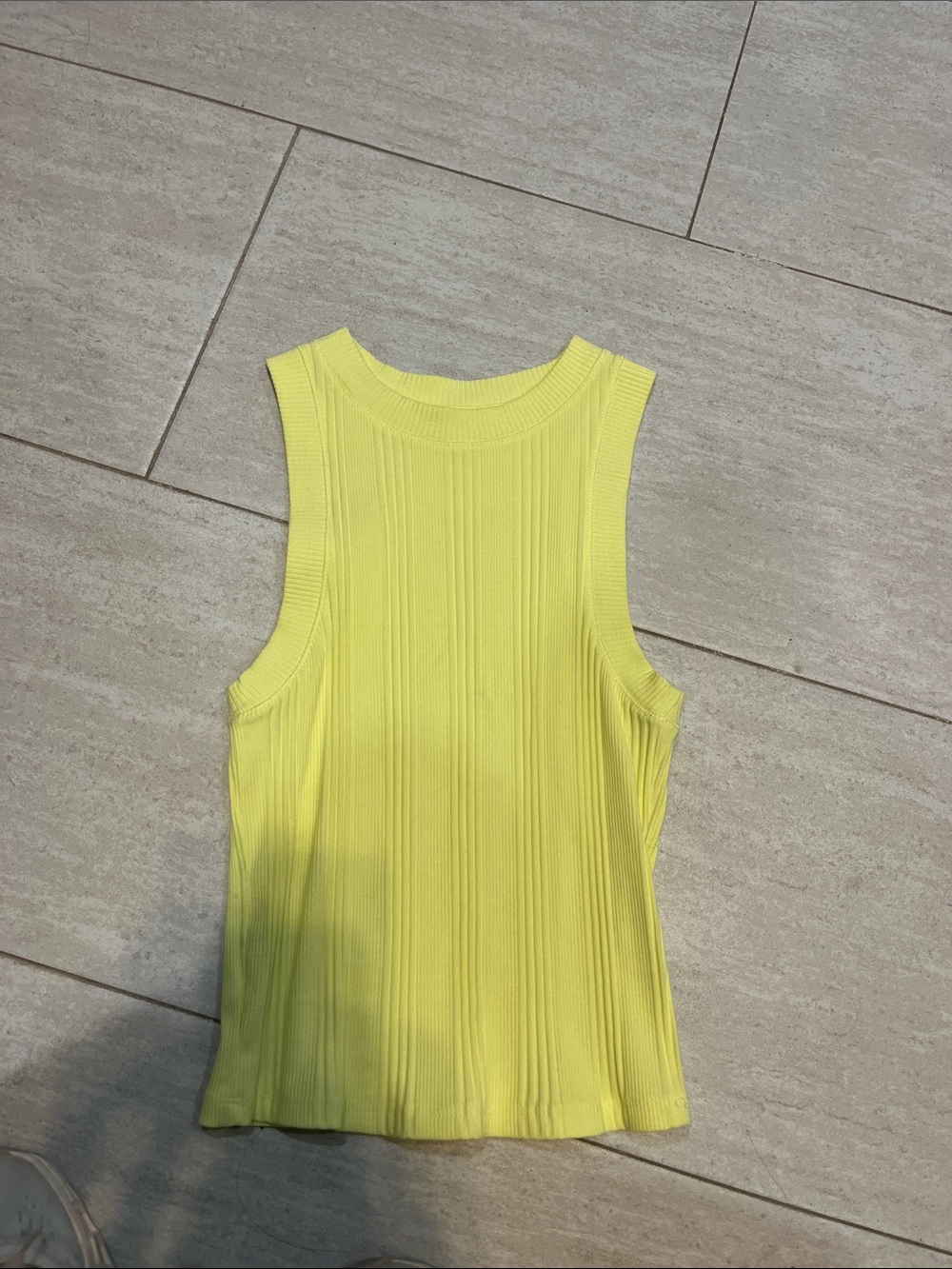 Zara Ribbed Sleeveless Tank Top - Lemon Yellow
